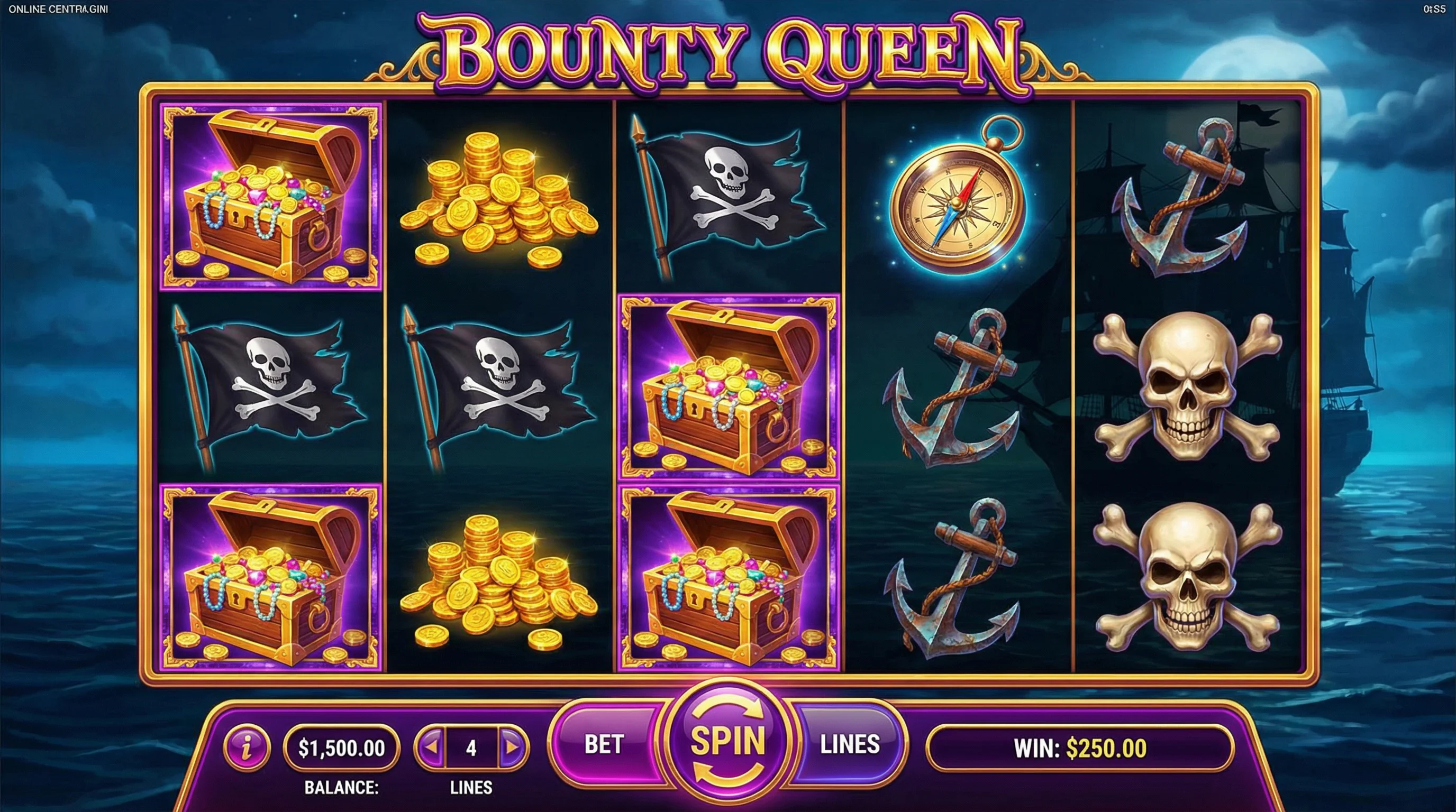 赏金女王电子老虎机游戏界面截图